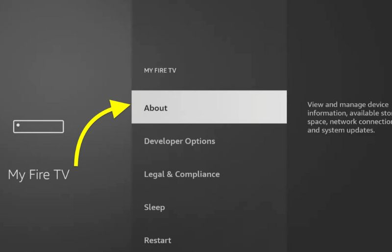 Fire TV About Settings