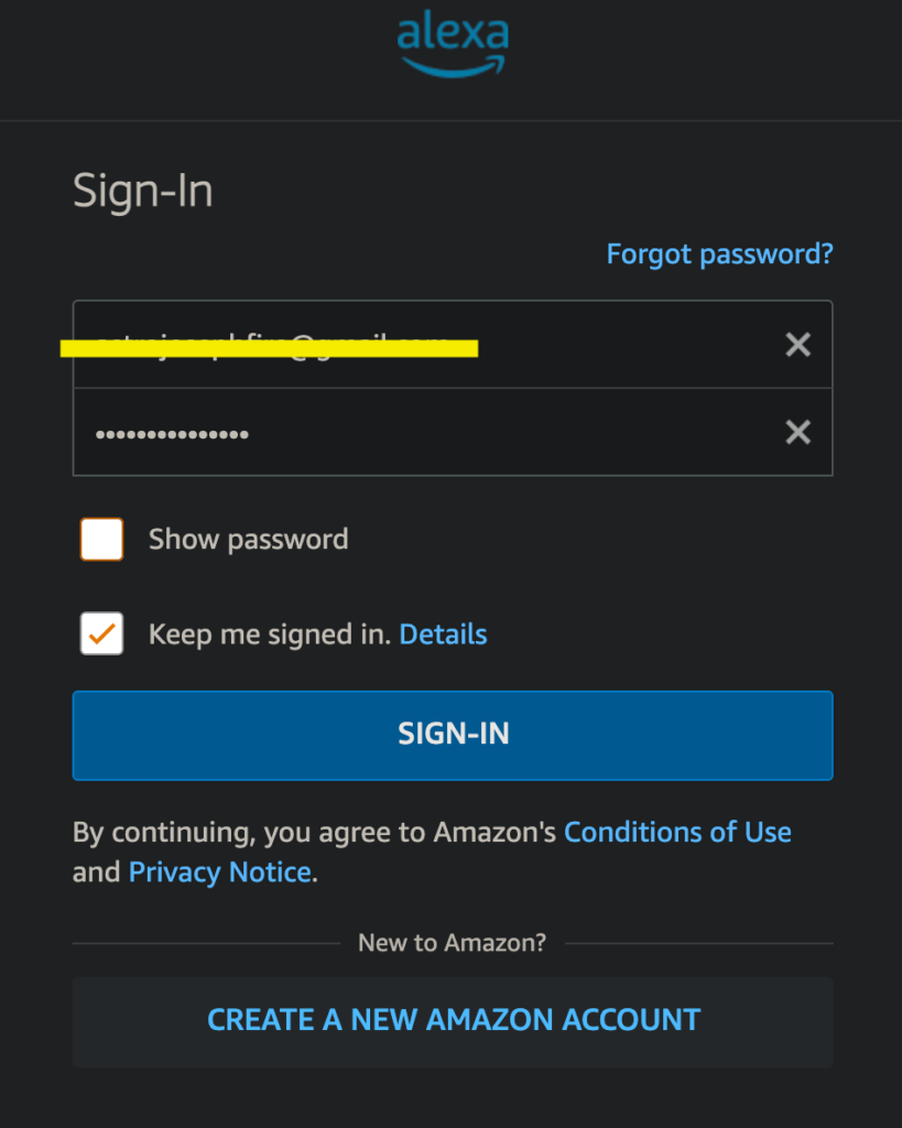 login to alexa