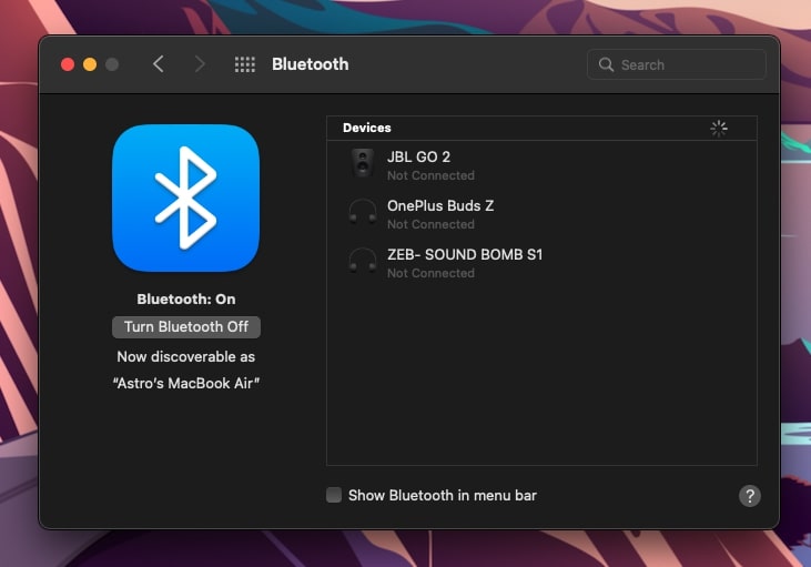 Enable Bluetooth on mac