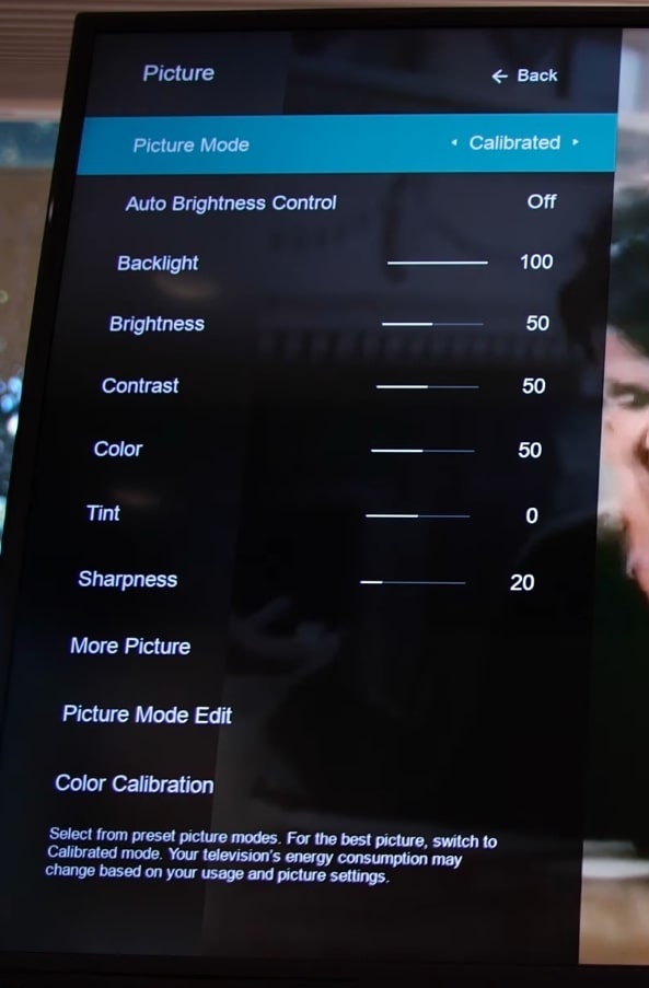 check vizio tv picture settings