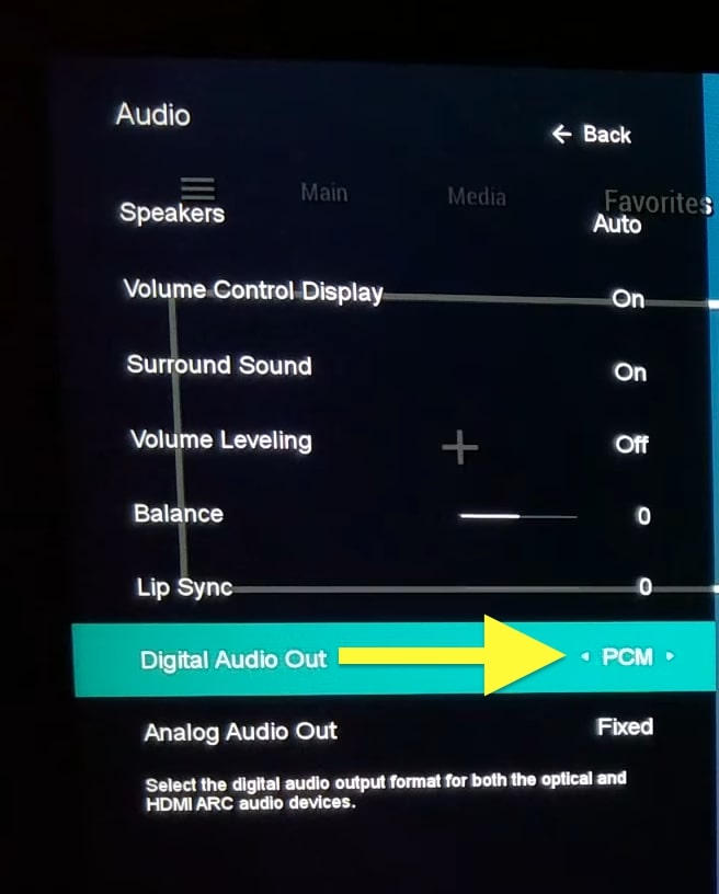 set digital audio out as PCM