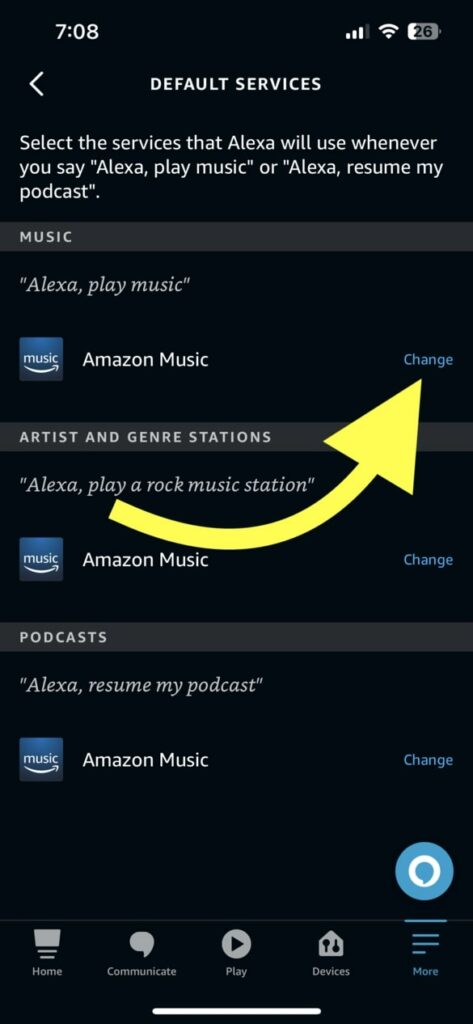 Change Default Music App on Alexa