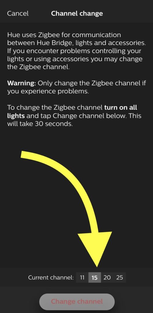 Change Zigbee channel