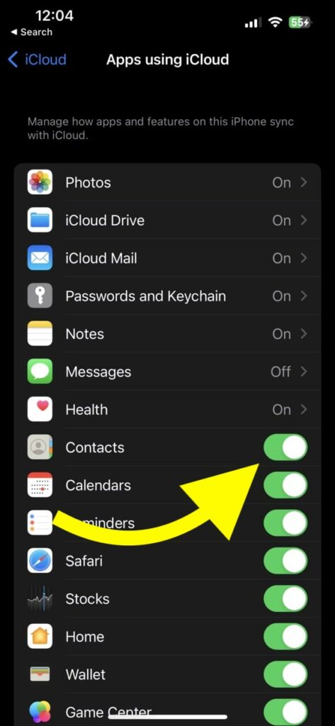 Disable Contacts Sync With iCloud