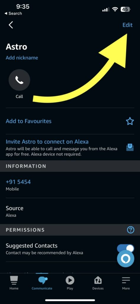 Edit An Alexa Contact