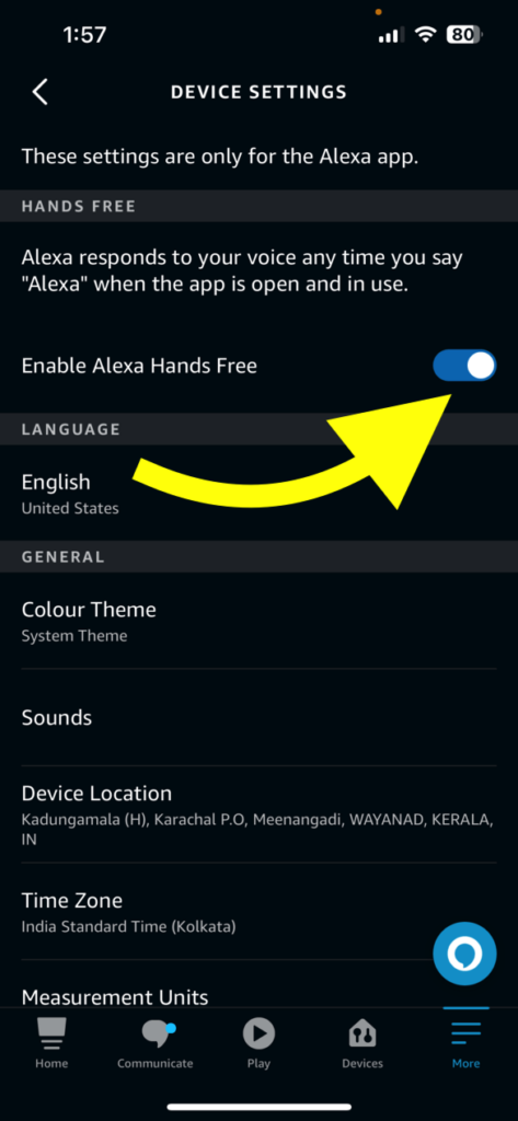 Enable Alexa Hands Free Mode