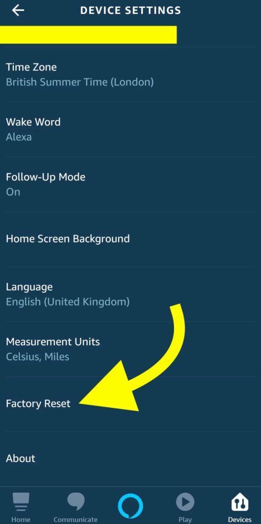 Factory Reset Alexa