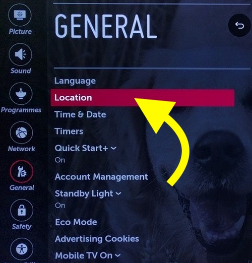 LG TV Location Settings