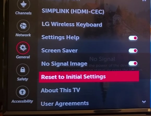 Reset LG TV To Initial Settings