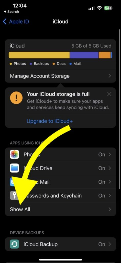 Show All iCloud