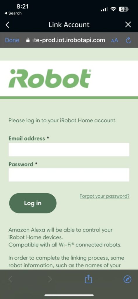 Authorize iRobot