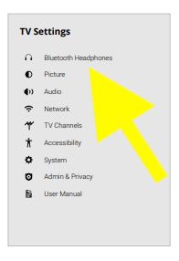 Bluetooth headphones settings on Vizio TV