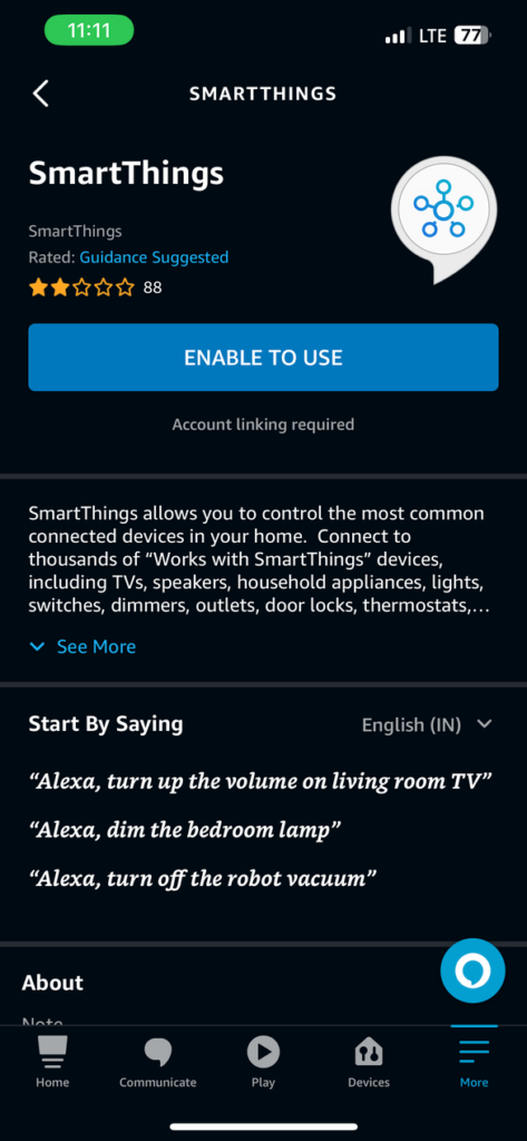 enable smartthings skill on alexa