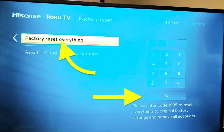 factory reset hisense roku tv