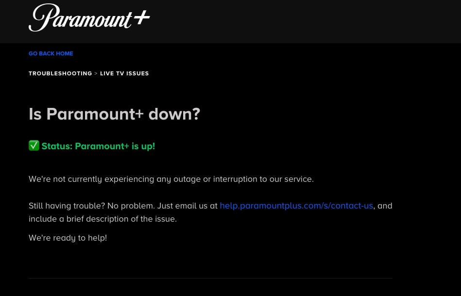 is paramount+ down