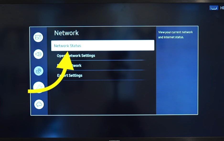 samsung tv network status