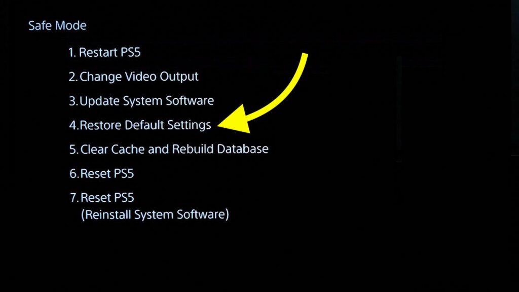 Restore Default Settings PS5