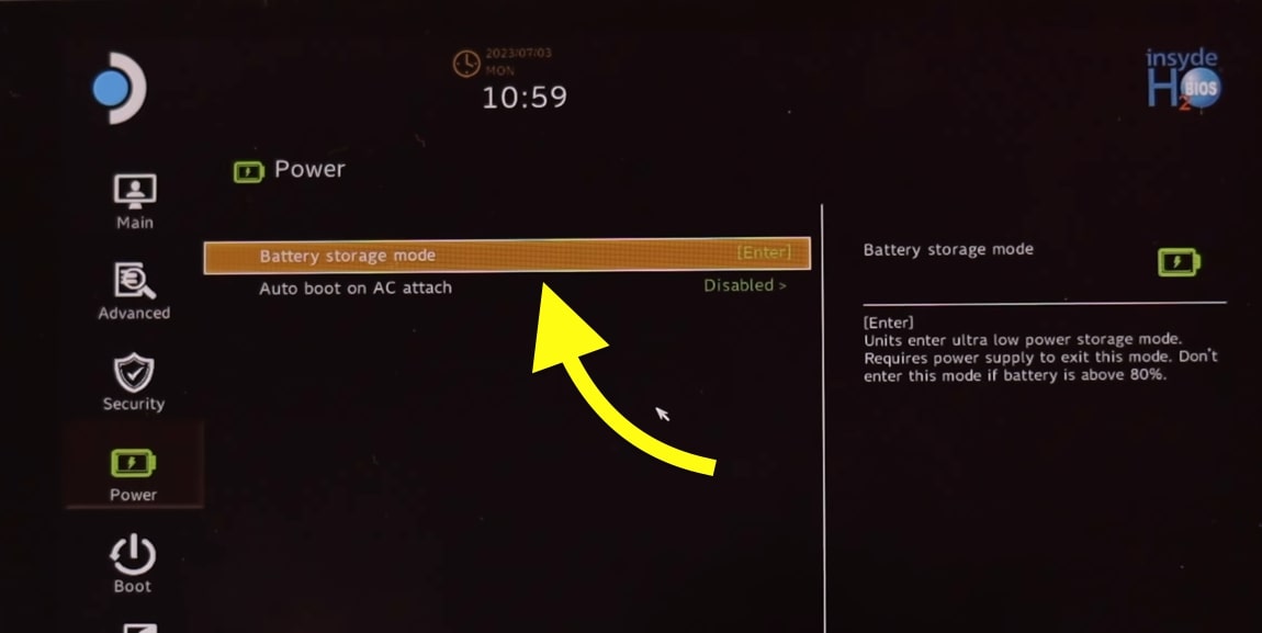 Select Battery Storage Mode