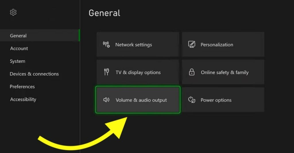 xbox audio and output volume settings