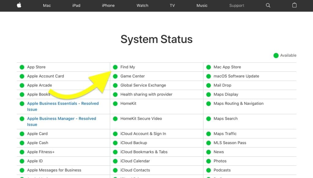 check find my system status