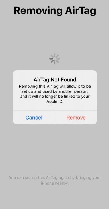 remove airtag out of bluetooth range