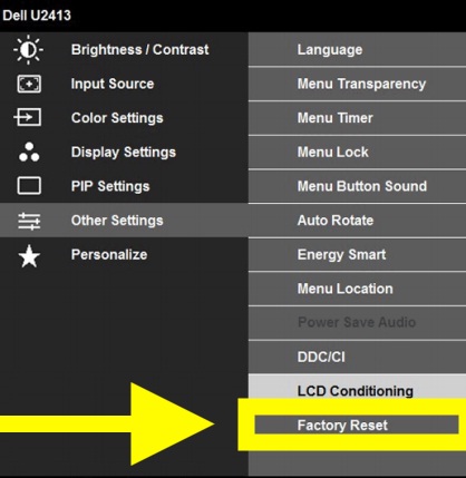 Factory Reset Dell Monitor