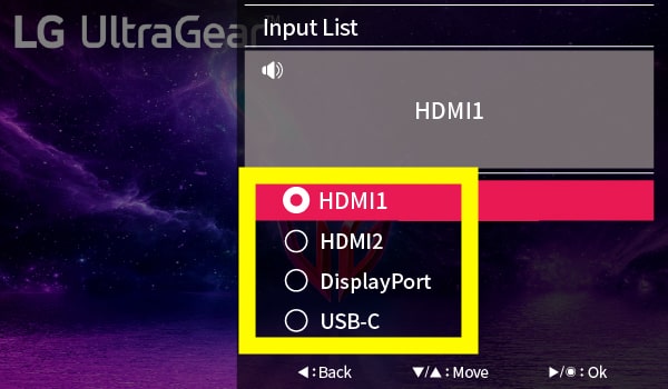 select lg monitor input
