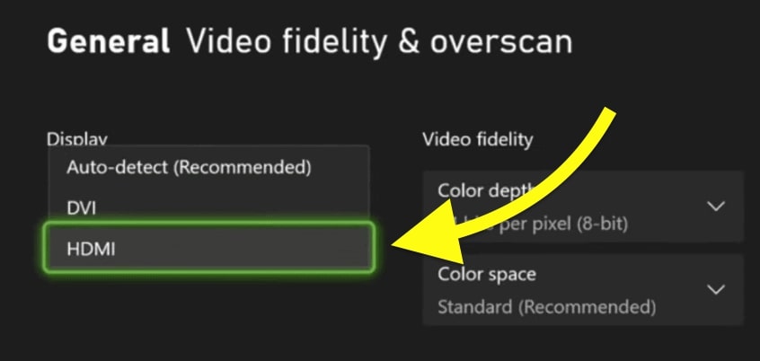 set to HDMI - Xbox override settings