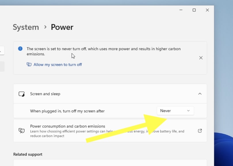 windows power settings