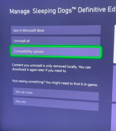 Compatibility options on xbox