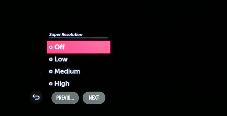 LG Super Resolution Modes