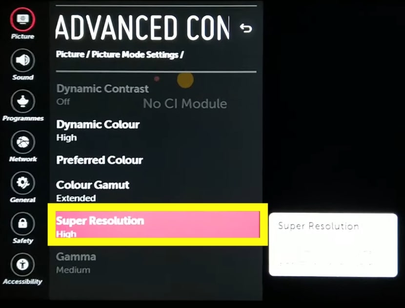 LG Super Resolution Option