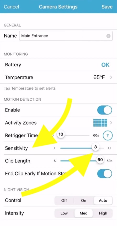 Adjust Blink Camera Sensitivity