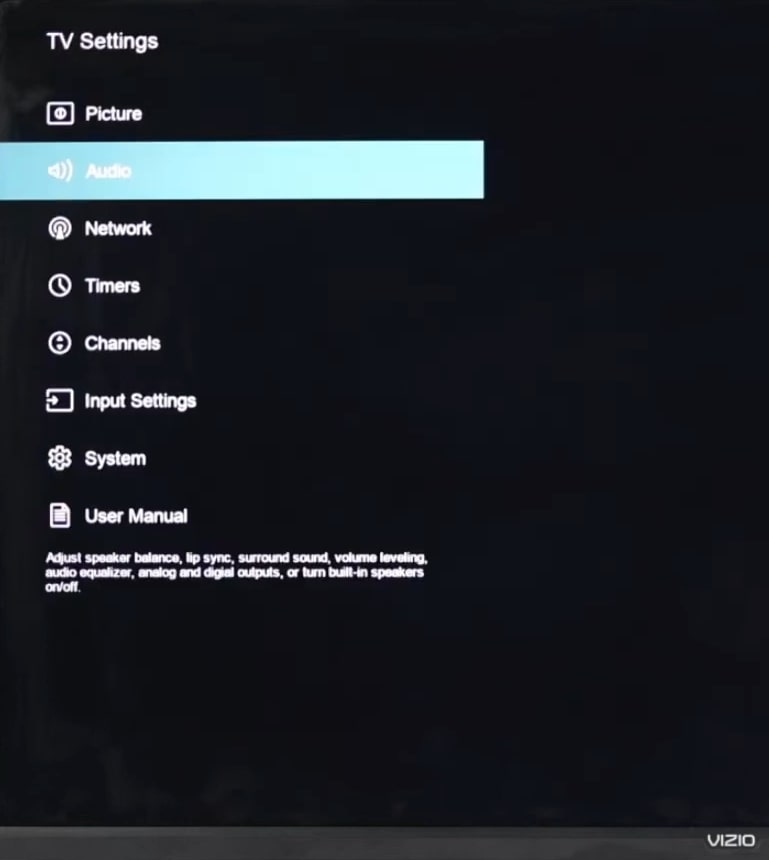 audio settings on vizio smart tv