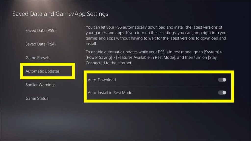 auto download in rest mode ps5
