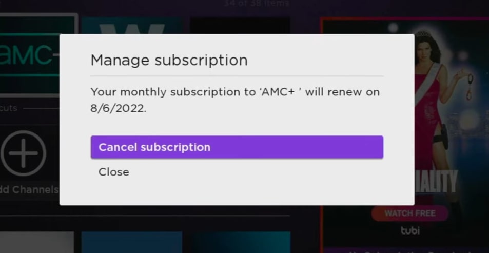 cancel roku service subscription