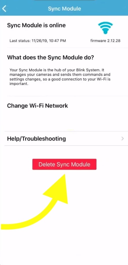 delete blink sync module