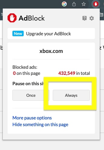 disable ad blocker