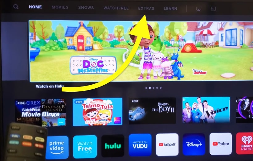 extras option on vizio tv