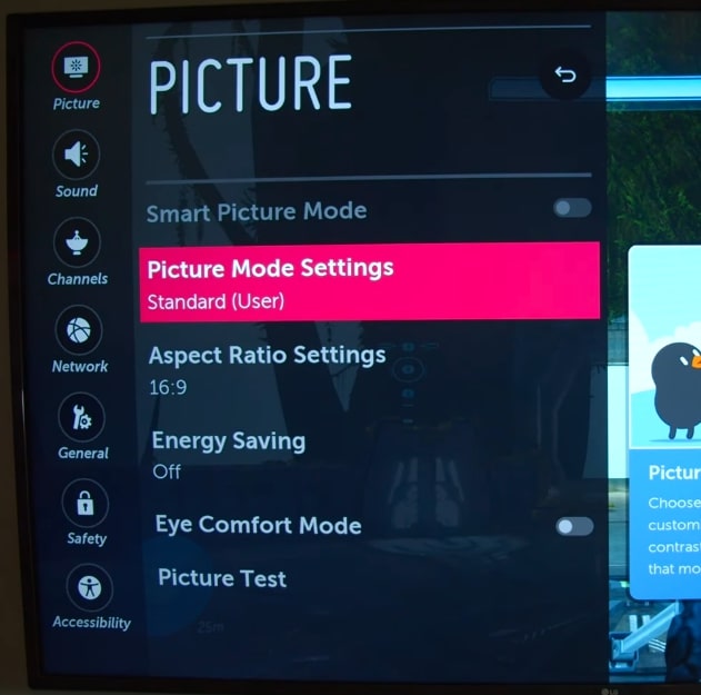 lg tv Picture Mode Settings