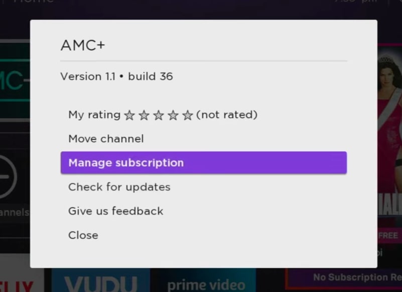 manage roku subscription