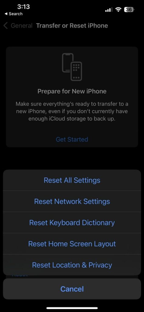 reset network settings on iphone
