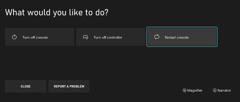 restart xbox console