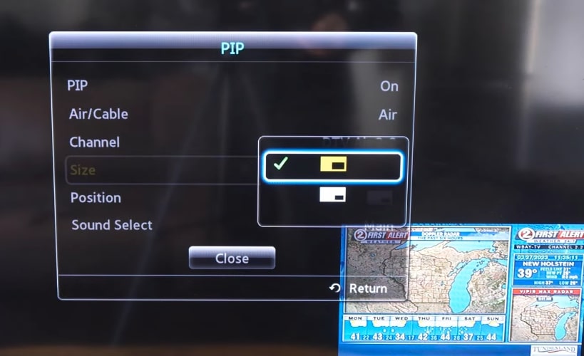select PIP window size