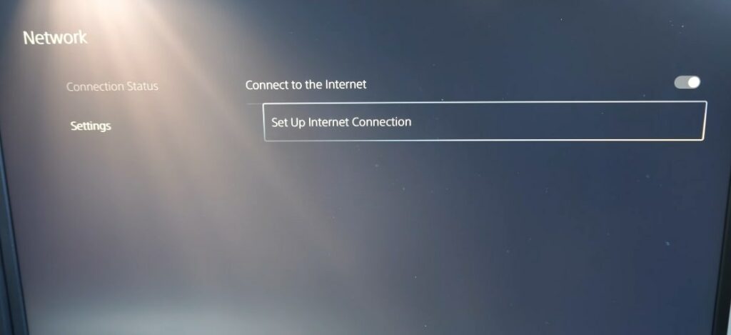 set. up internet connection - ps5