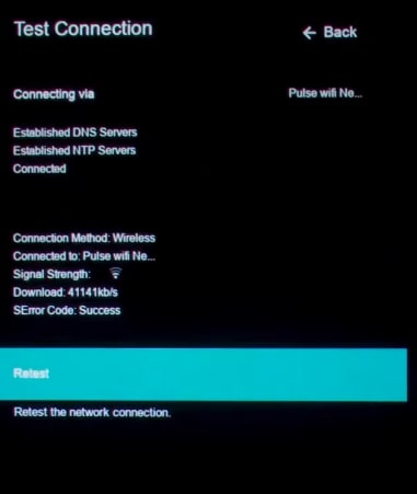 test vizio tv connection