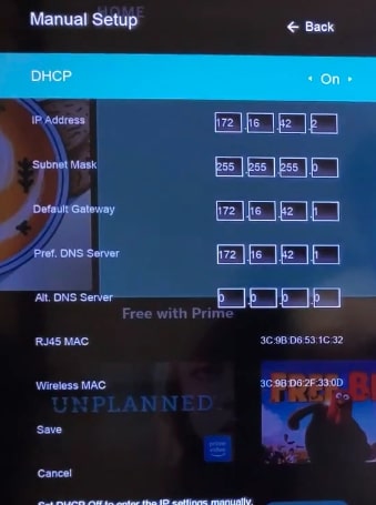 vizio tv dhcp settings