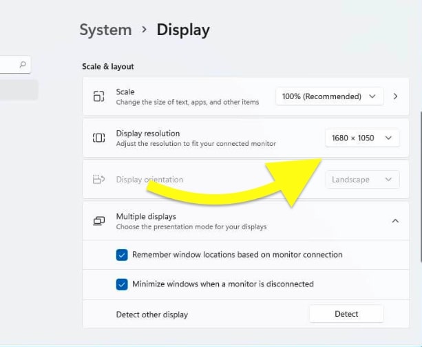 change display resolution on windows