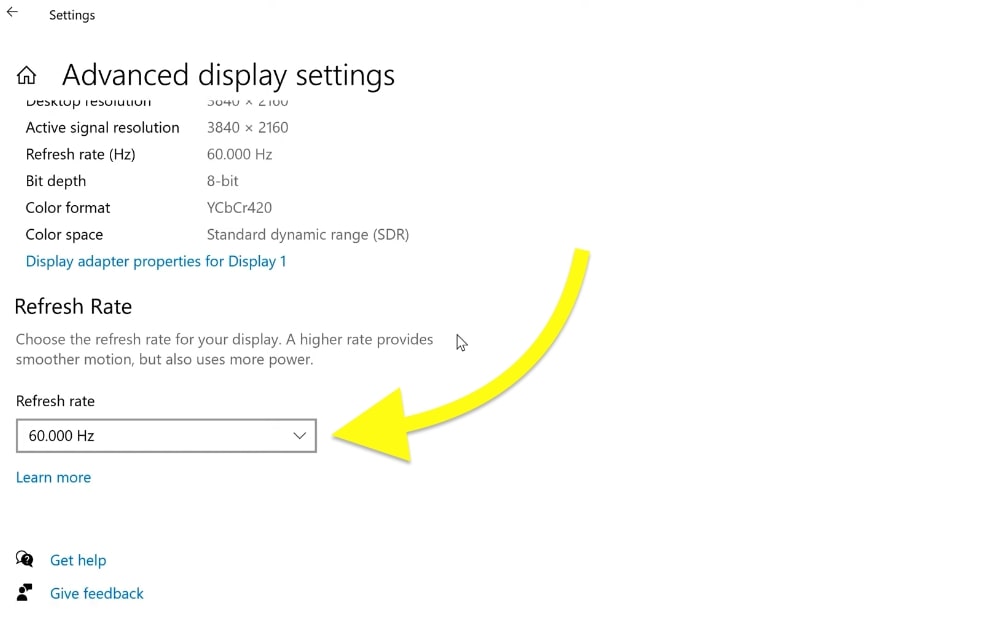 change refresh rate on windows