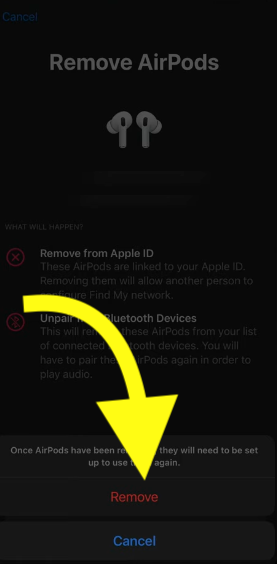 remove airpods from apple id